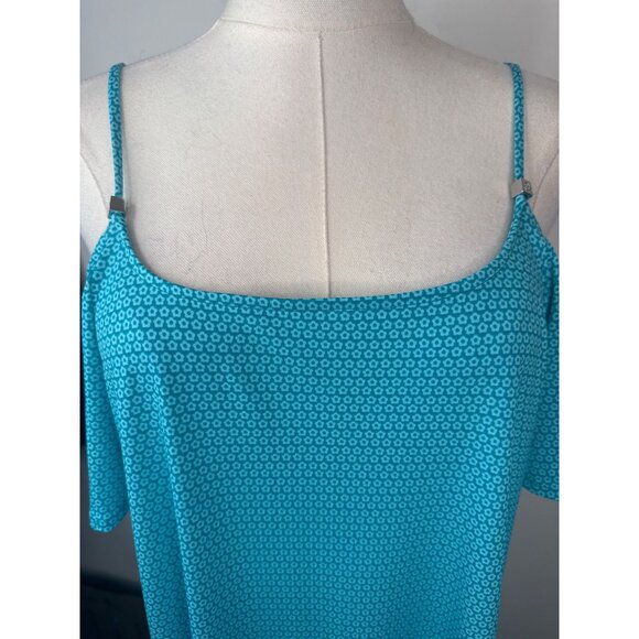 2/$30 Michael Michael Kors M Womens Turquoise Patterned Dress - Picture 6 of 11